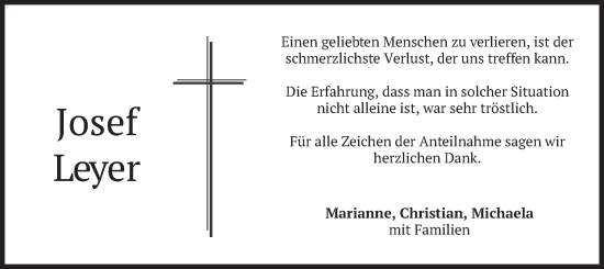 Todesanzeige von Josef Leyer von merkurtz