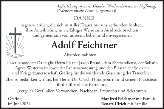 Todesanzeige von Adolf Feichtner von merkurtz