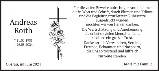 Todesanzeige von Andreas Roith von merkurtz