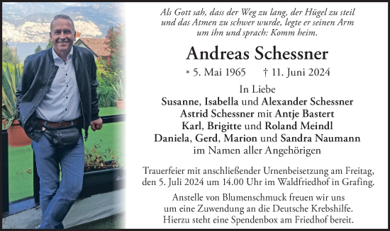 Todesanzeige von Andreas Schessner von merkurtz