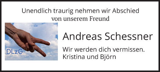 Todesanzeige von Andreas Schessner von merkurtz