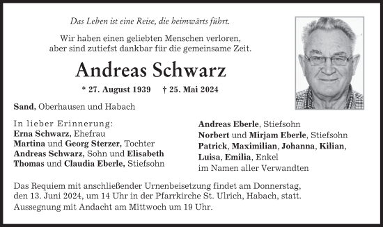 Todesanzeige von Andreas Schwarz von merkurtz
