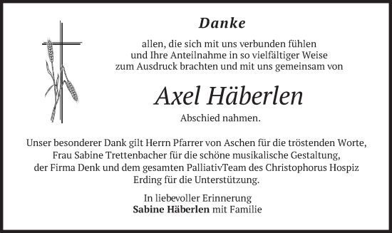 Todesanzeige von Axel Häberlen von merkurtz
