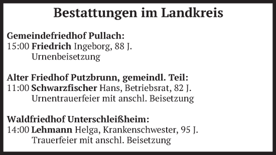 Todesanzeige von Bestattungen vom 10.06.2024 von merkurtz