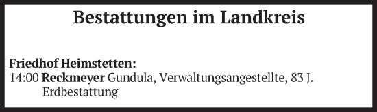Todesanzeige von Bestattungen vom 25.06.2024 von merkurtz