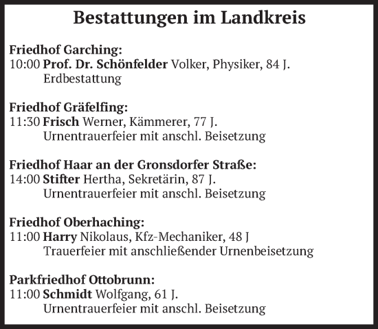 Todesanzeige von Bestattungen vom 26.06.2024 von merkurtz