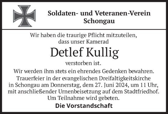 Todesanzeige von Detlef Kullig von merkurtz