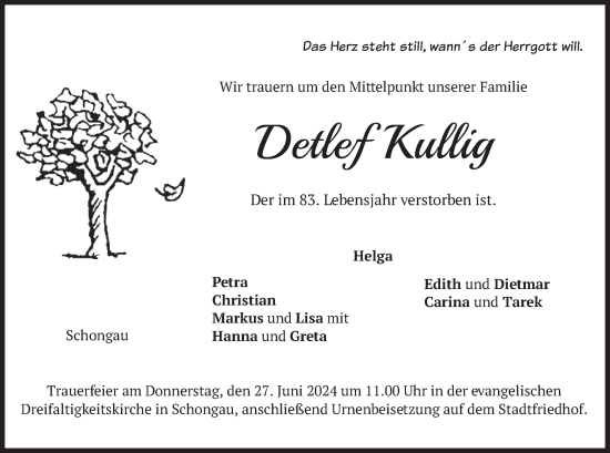 Todesanzeige von Detlef Kullig von merkurtz
