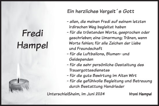 Todesanzeige von Fredi Hampel von merkurtz