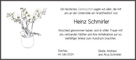 Todesanzeige von Heinz Schmirler von merkurtz