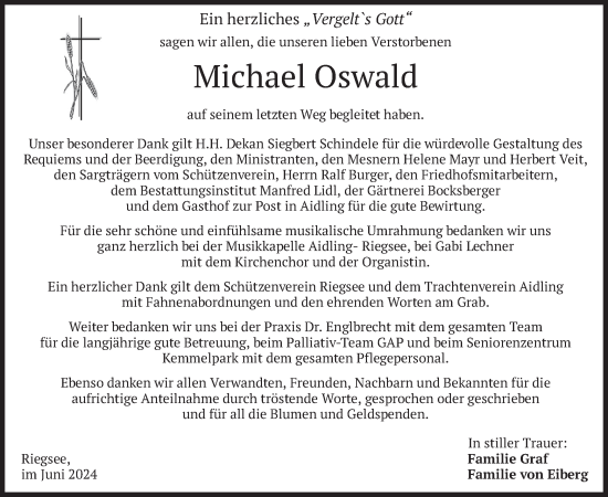 Todesanzeige von Michael Oswald von merkurtz