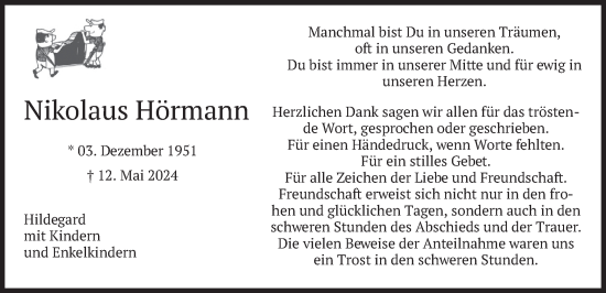 Todesanzeige von Nikolaus Hörmann von merkurtz