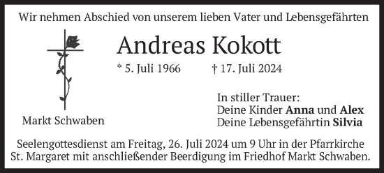 Todesanzeige von Andreas Kokott von merkurtz