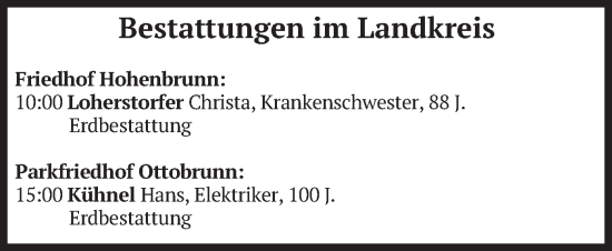 Todesanzeige von Bestattungen vom 11.07.2024 von merkurtz