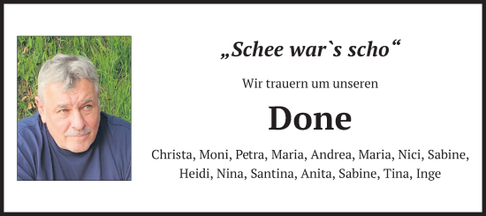 Todesanzeige von Done  von merkurtz