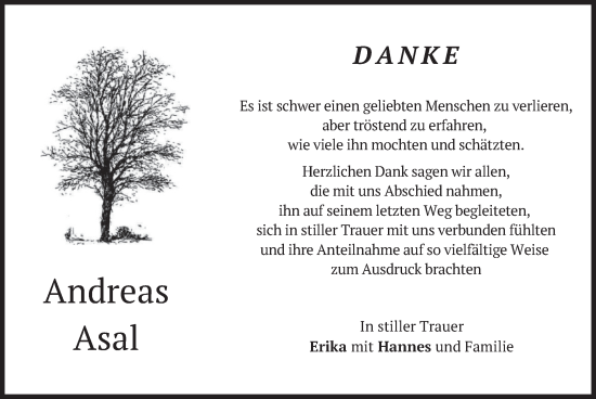 Todesanzeige von Andreas Asal von merkurtz