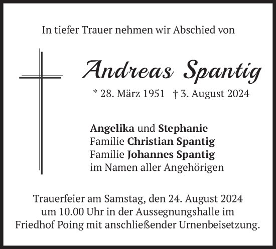 Todesanzeige von Andreas Spantig von merkurtz