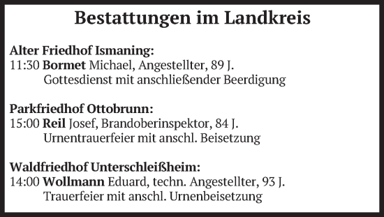 Todesanzeige von Bestattungen vom 01.08.2024 von merkurtz
