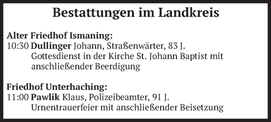 Todesanzeige von Bestattungen vom 09.08.2024 von merkurtz