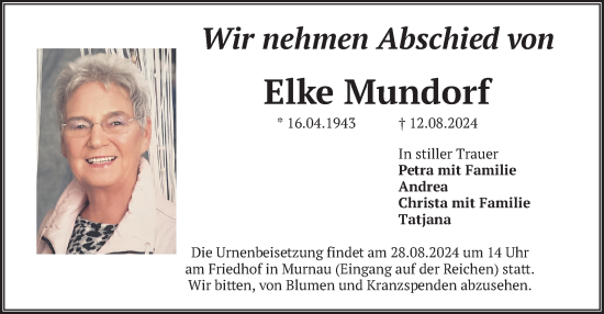 Todesanzeige von Elke Mundorf von merkurtz