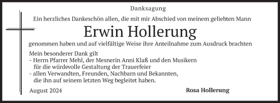 Todesanzeige von Erwin Hollerung von merkurtz