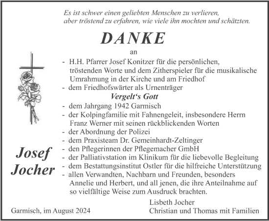 Todesanzeige von Josef Jocher von merkurtz