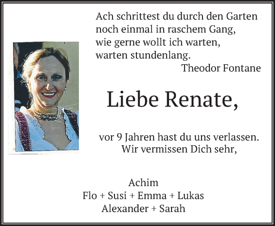 Todesanzeige von Renate  von merkurtz
