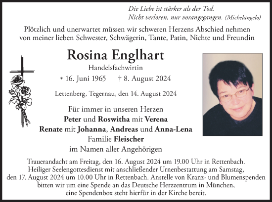 Todesanzeige von Rosina Englhart von merkurtz