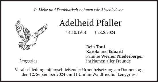 Todesanzeige von Adelheid Pfaller von merkurtz