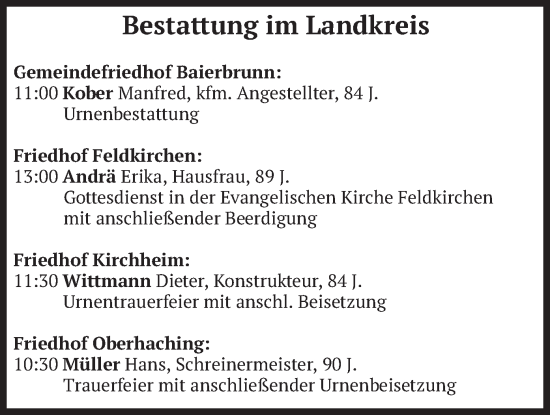 Todesanzeige von Bestattungen vom 11.09.2024 von merkurtz