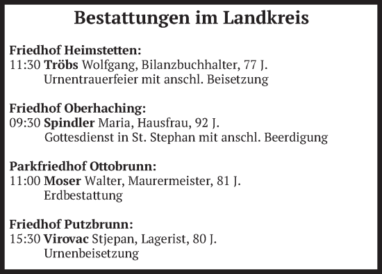 Todesanzeige von Bestattungen vom 26.09.2024 von merkurtz