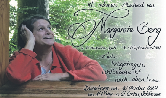 Todesanzeige von Margarete Berg von merkurtz