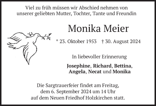 Todesanzeige von Monika Meier von merkurtz