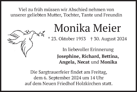Todesanzeige von Monika Meier von merkurtz