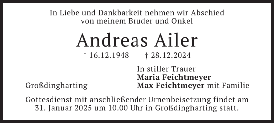 Todesanzeige von Andreas Ailer von merkurtz
