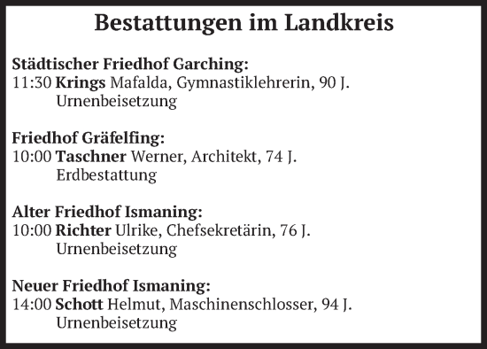 Todesanzeige von Bestattungen vom 07.01.2025 von merkurtz