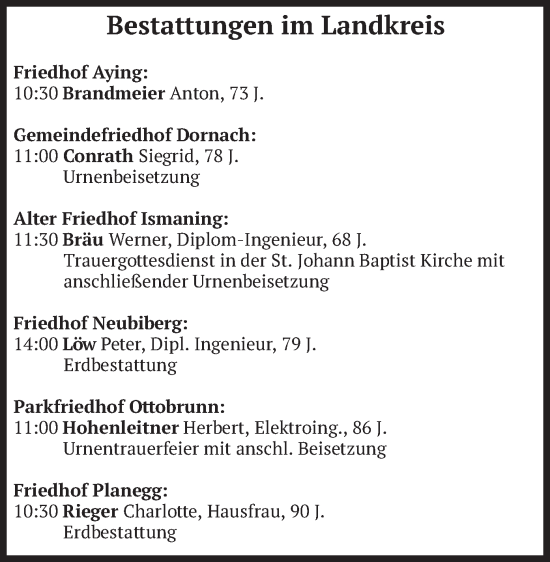 Todesanzeige von Bestattungen vom 09.01.2025 von merkurtz