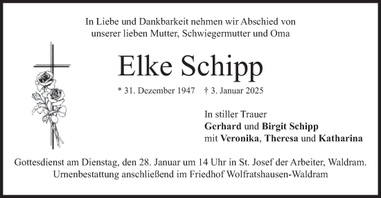 Todesanzeige von Elke Schipp von merkurtz