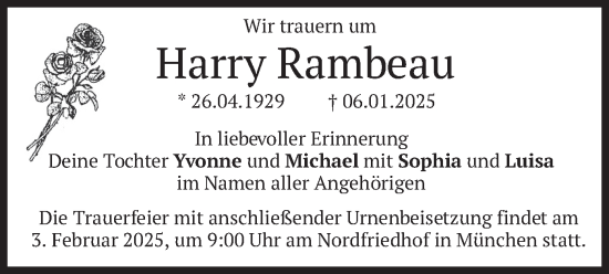 Todesanzeige von Harry Rambeau von merkurtz