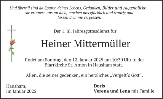 Todesanzeige von Heiner Mittermüller von merkurtz