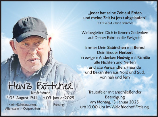 Todesanzeige von Heinz Böttcher von merkurtz