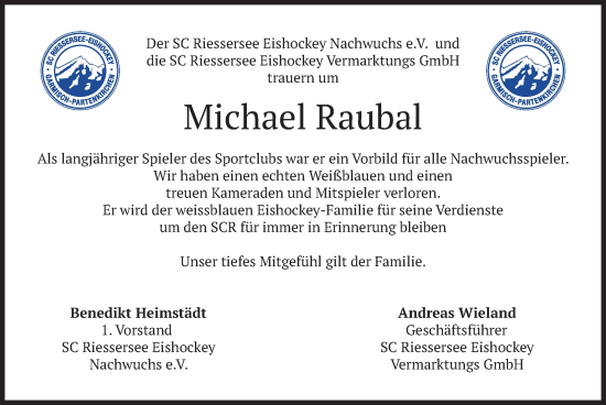 Todesanzeige von Michael Raubal von merkurtz