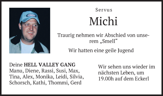 Todesanzeige von Michi  von merkurtz