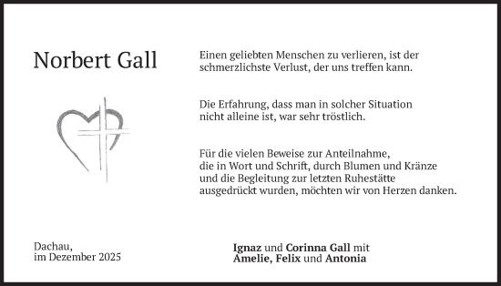 Todesanzeige von Norbert Gall von merkurtz