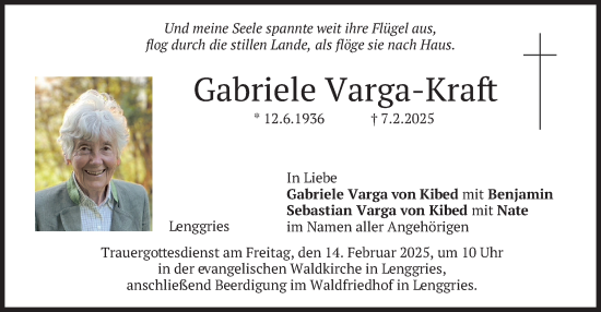 Todesanzeige von Gabriele Varga-Kraft von merkurtz