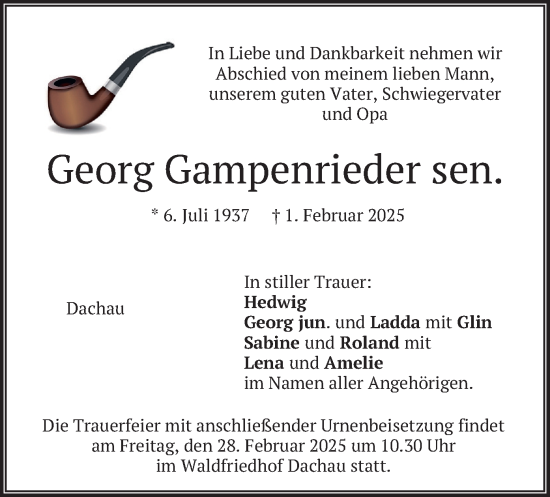 Todesanzeige von Georg Gampenrieder von merkurtz