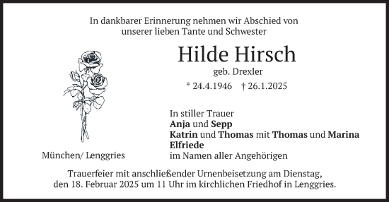 Todesanzeige von Hilde Hirsch von merkurtz