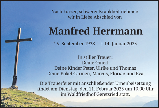 Todesanzeige von Manfred Herrmann von merkurtz
