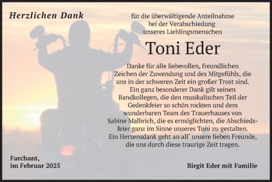 Todesanzeige von Toni Eder von merkurtz