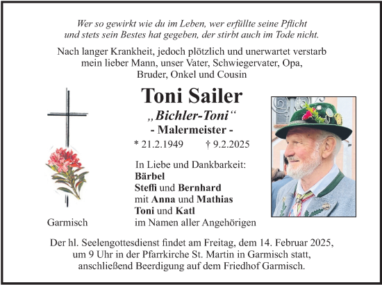 Todesanzeige von Toni Sailer von merkurtz